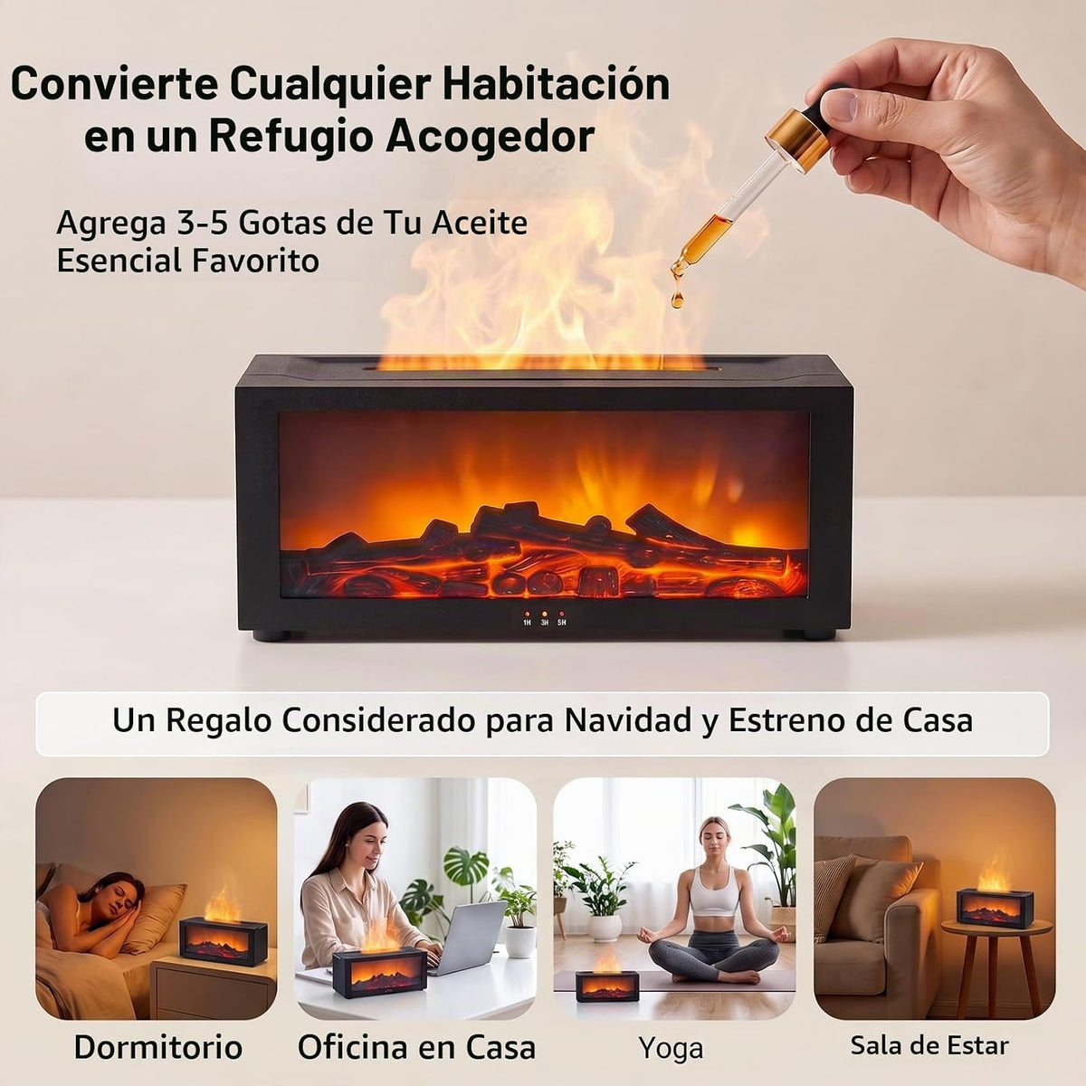 Humidificador en Forma de Llama para Chimenea con Mando a Distancia