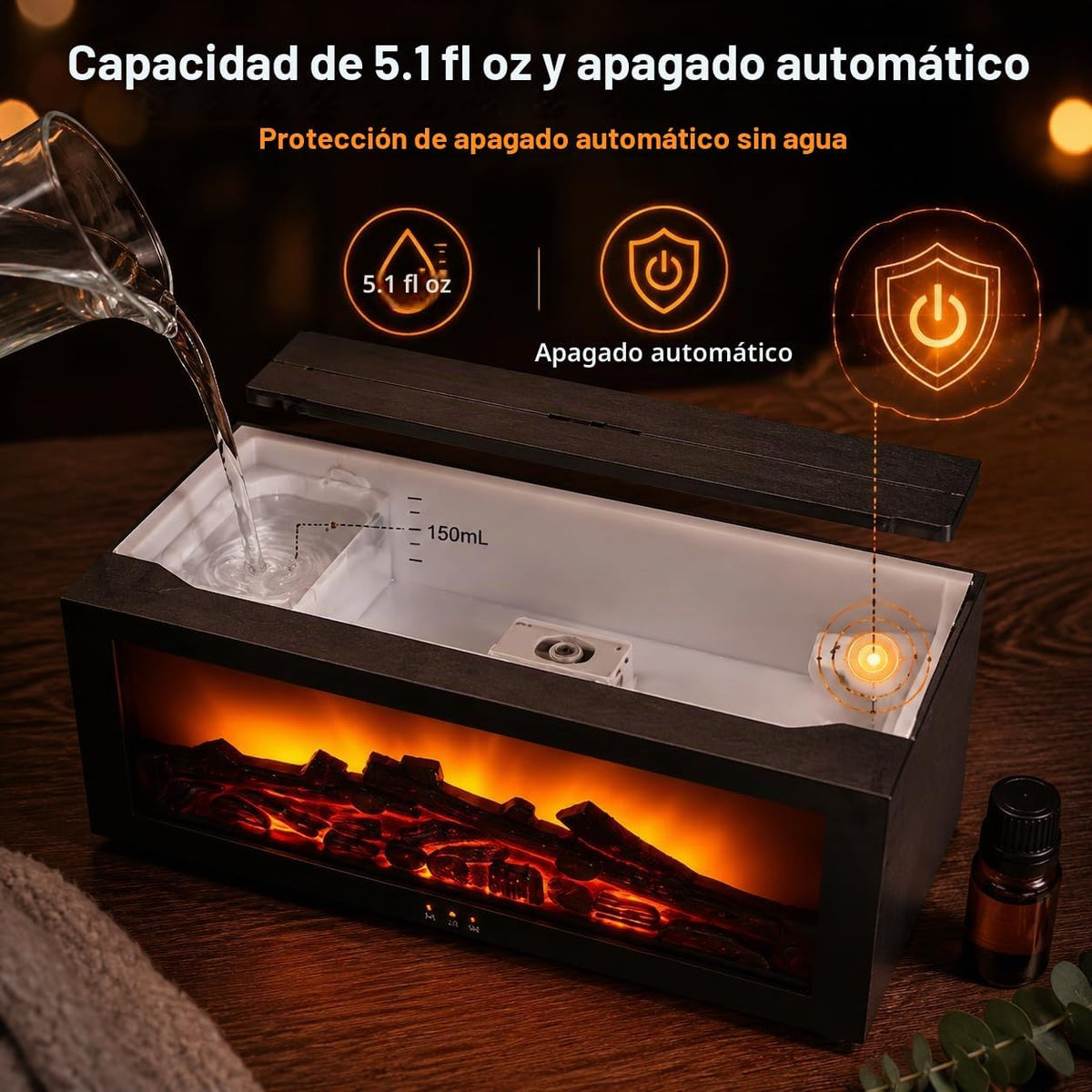 Humidificador en Forma de Llama para Chimenea con Mando a Distancia