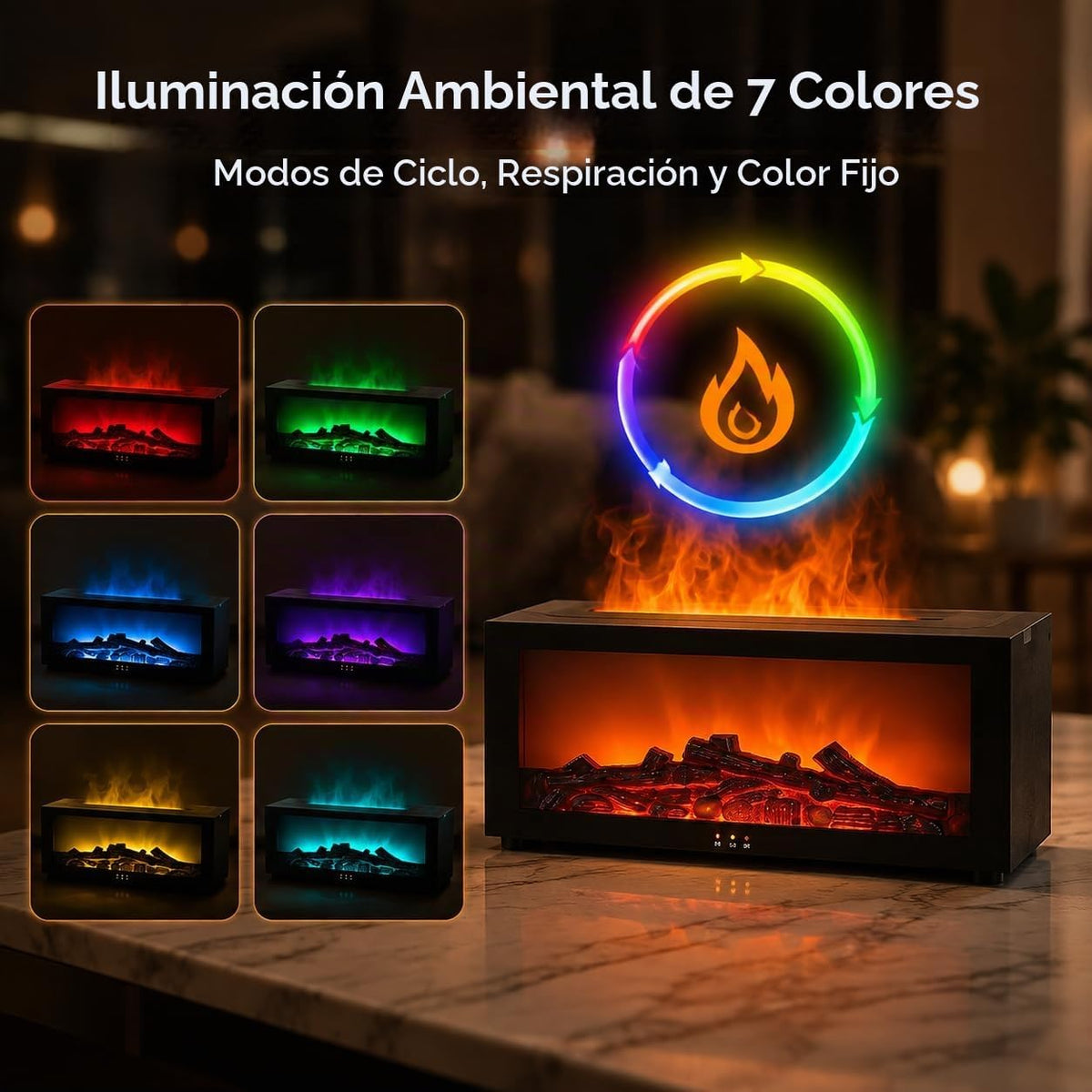 Humidificador en Forma de Llama para Chimenea con Mando a Distancia